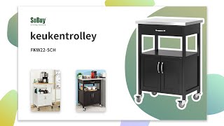 Sobuy Keukentrolley | Serveerwagen | Trolley keuken | Keukentrolley zwart | Keukenrek | FKW22-SCH