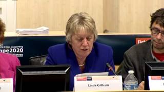 CoR Member  Linda Gillham at the Committee of the Regions, Fighting Poverty and Social Exclusion