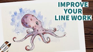 Improve your Line work | Octopus | Pen and Wash Tutorial