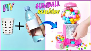 DIY GUMBALL MACHINE FROM WASTE PLASTIC BOTTLE + Carton Glass