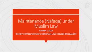 Maintenance under Muslim Law