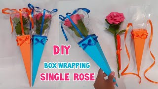 DIY Box Wrapping SINGLE ROSE | Buket Bunga Flanel Untuk Hari Guru |Teachers Day