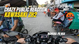 Crazy public reaction on loud pipe Kawasaki ZH2