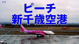 新千歳空港　ピーチ機タキシング／Peach Aviation airplanes taxiing at CTS