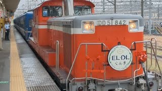 快速DLぐんま6fin水上行きDD51 842＋12系＋EF64 1001号機 警笛を鳴らして新前橋発車