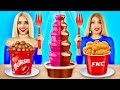 CHOCOLATE FONDUE CHALLENGE! | Eating Rich vs Broke Food and Giant Sweets by RATATA BOOM