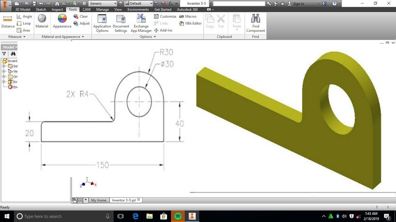 Autodesk Inventor Tutorial Untuk Latihan Bagi Pemula Dari 2d Menjadi 3d