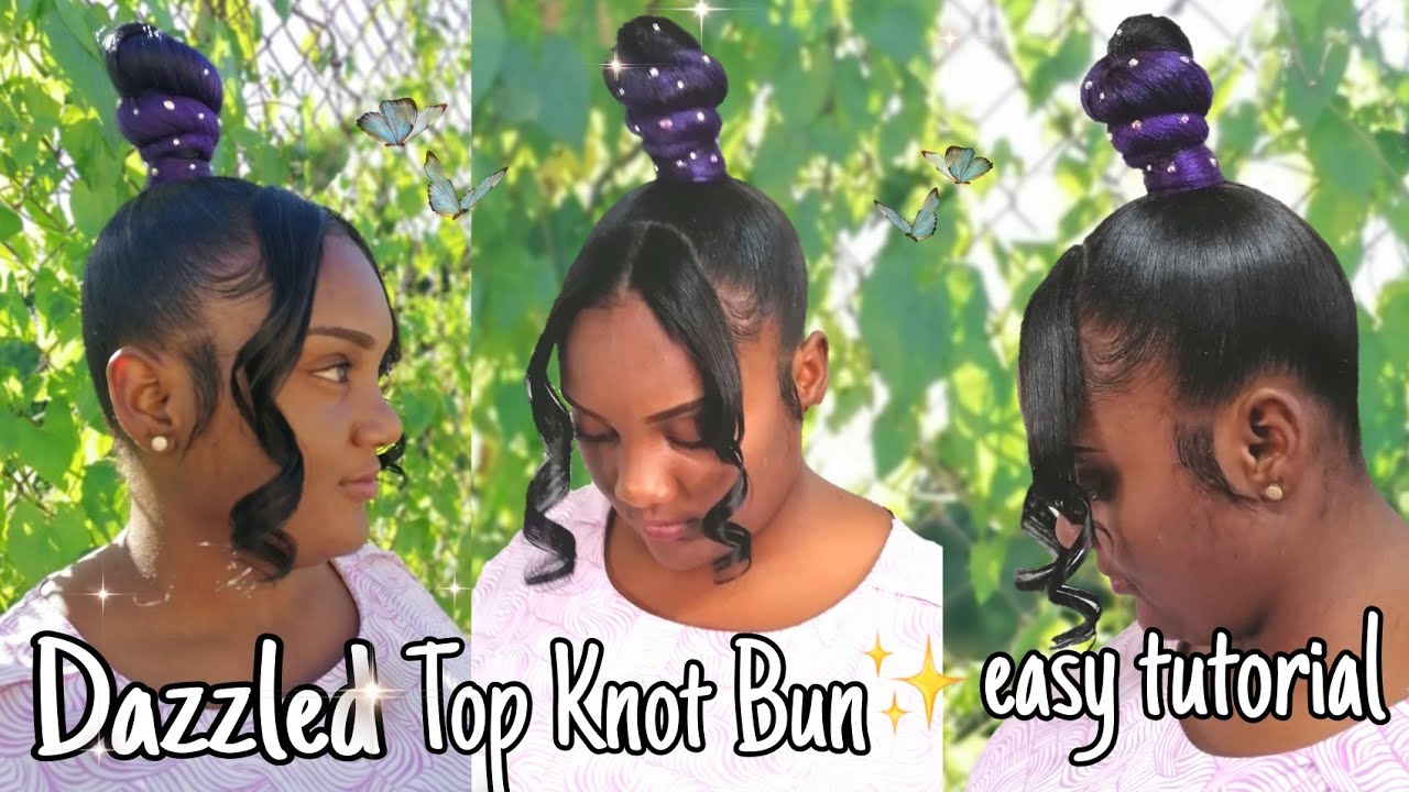 How To Do : DAZZLING TOP KNOT BUN WITH TWO CURLY BANGS | THE ...