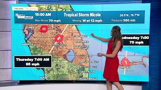 Tropical Storm Nicole forecast, 11 a.m. on Nov. 9, 2022