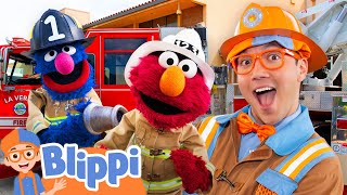 Elmo, Grover & Blippi Fight FIRES 🔥🚒 Can YOU Make the FIRE ENGINE 🚨 Siren Sound?! | Sesame Street