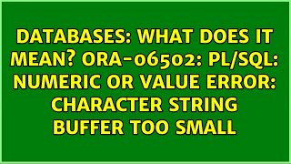 What does it mean? ORA-06502: PL/SQL: numeric or value error: character string buffer too small