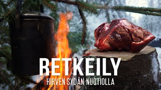 Eläimen lihaa nuotiolla | Retkeily | Talviretkeily | #hirvenmetsästys #metsästys #riistaliha