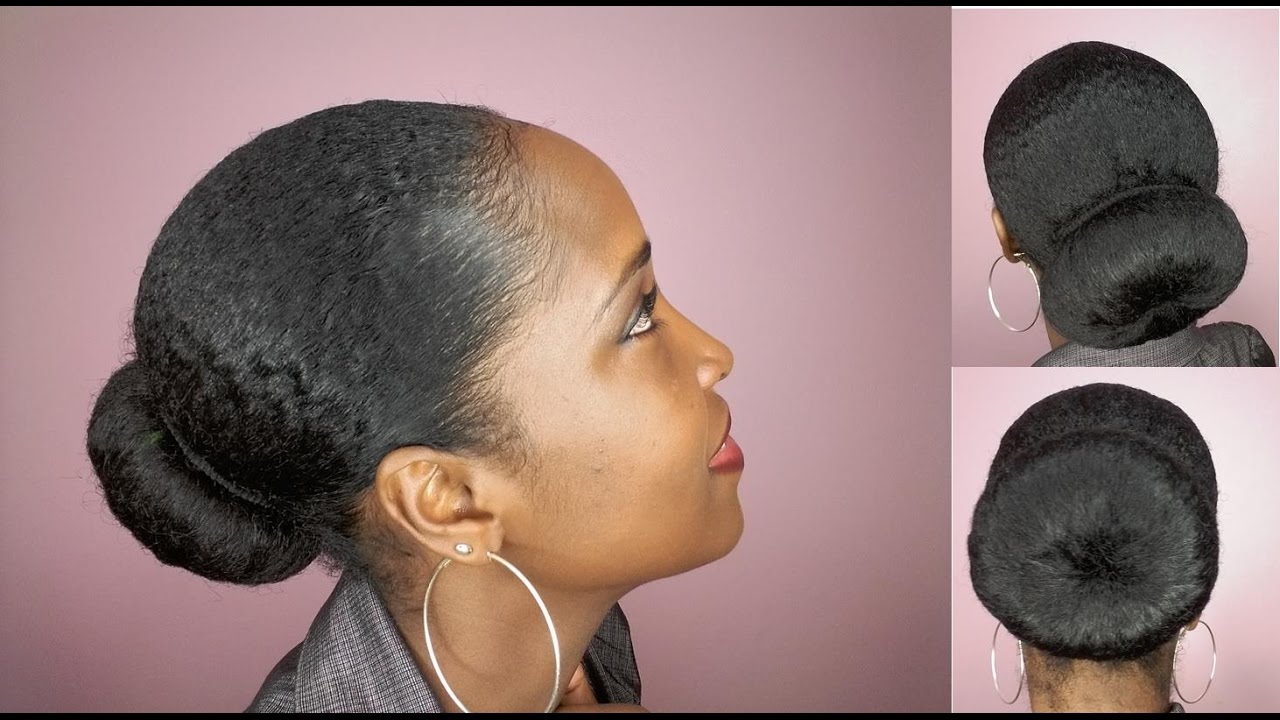 HOW TO: SLEEK LOW BUN ON NATURAL HAIR || No Hair Donut - YouTube