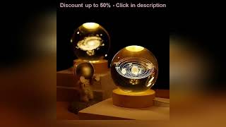 6cm 3D Crystal Ball Glass Ball Planet Earth Wooden Base Solar System Galaxy Astronomy Birthday Gi