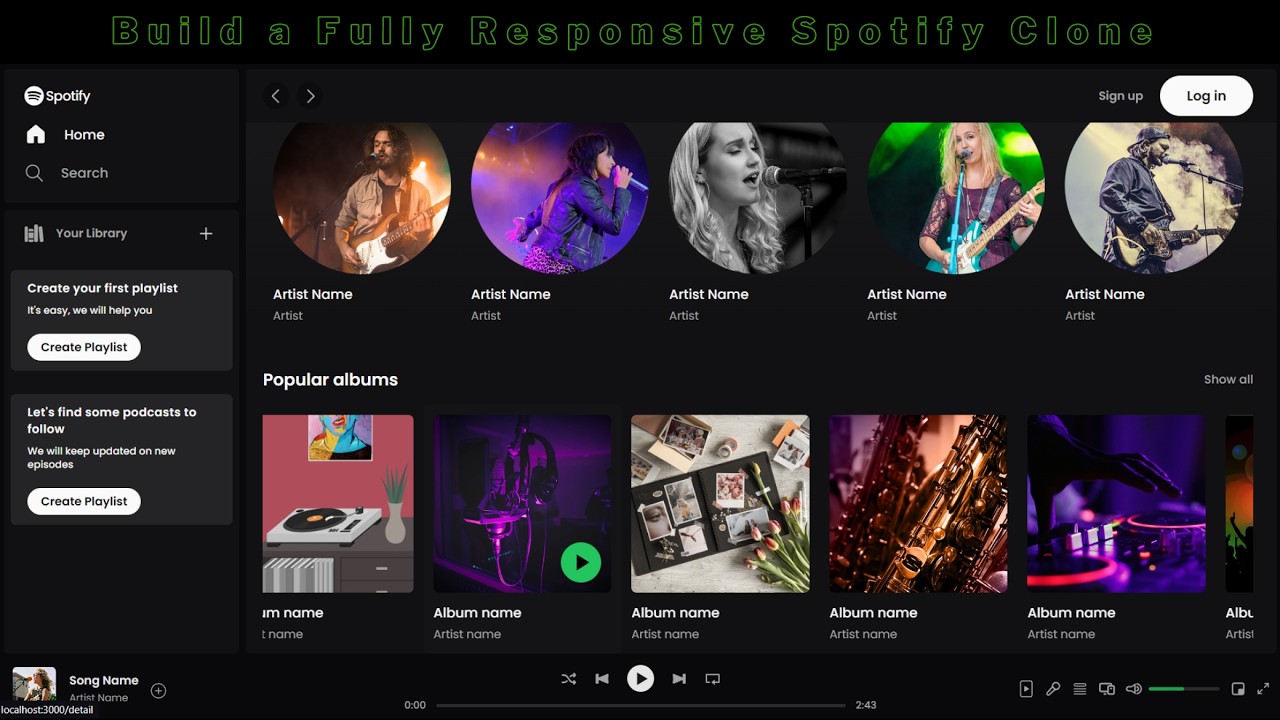 Build A Spotify Clone Using React Js And Tailwind Css Youtube