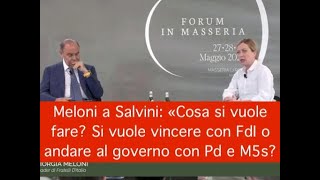 Meloni a Salvini: «Cosa si vuole fare? Si vuole vincere con FdI o andare al governo con Pd e M5s?