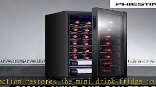 Phiestina Wine Beverage Cooler, Freestanding Wine Fridge Holds 28 Bottles, Small Wine Cooler for Ho