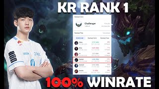 How does Korea's Rank 1 have a 100% WINRATE on Maokai Jungle?