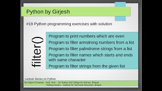 Q.66 to Q.70 Python - Solved Python Practice Exercises implementing filter function