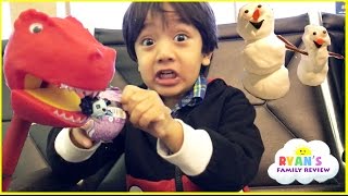 Family Fun Airplane Trip Home! Surprise Candy and Egg Surprise Toys for Kids! Play Doh Playtime
