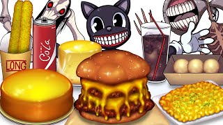 Mukbang Animation Cheese food set eating Cartoon Cat