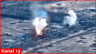 Another column of Russian tanks, armored vehicles attacking Ugledar was targeted by artillery fire