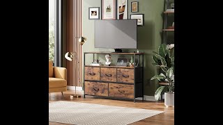 WLIVE Fabric Dresser for Bedroom with 5 Drawers, Entertainment Center