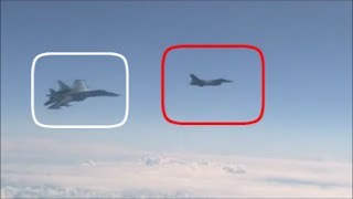 Russian Su-27, Forces Away NATO F-16 After It Approaches The Russian Defence Minister's Plane.