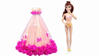 Disney Princess Dress Up 💖 DIY BELLE Pink Rose Flower Dress Play Doh