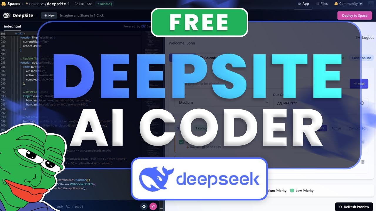 Free Deepsite By Deepseek The Best Free Ai Coding Tool Youtube