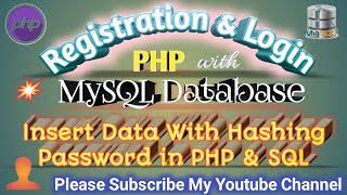 Register & Login Tutorial I Password Hashing In PHP SQL DB I Register User in PHP & MYSQL (Part-07)