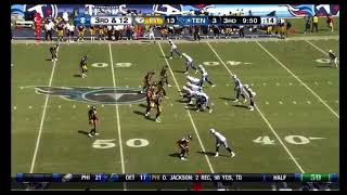 Vince young body slammed sack by James Harrison and Aaron Smith