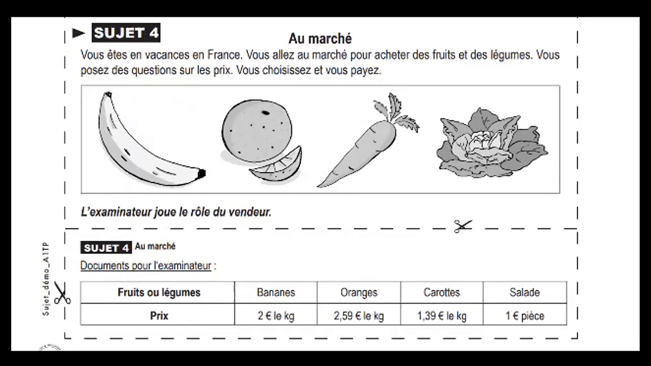 DELF A1 Production Orale Sujet 2 Et 3 - YouTube