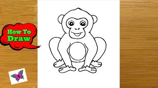 How To Draw A Monkey | Cute Monkey Drawing | Monkey Drawing Tutorial