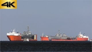 珍風景 イージス艦を載せた重量物運搬船が横須賀沖に2隻！ USS Fitzgerald USS John S.McCain