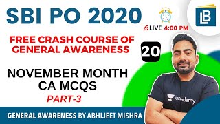 4:00 PM - SBI PO 2020 | November Month CA MCQs by Abhijeet Mishra