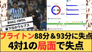 【海外サッカー】ブライトン4-1局面で逆カウンターで最下位にドロー、プレミア第9戦