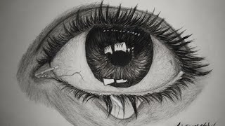 رسم عين حزينه بالفحم | drawing a sad eye using coal