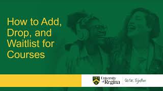 How to Add, Drop, and Waitlist for Courses