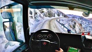 POV Driving Scania S560 - Beautiful and at the same time dangerous road 882 in Norway, Breivikbotn