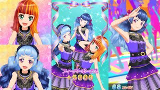 【アイカツオンパレード】白百合かぐやちゃん＆マイキャラ・エリス＆白百合さくやちゃんでハートがスキ♡ップをプレイ（ディープパープルコーデ）