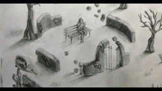 Ethereal Courtyard Drawing