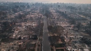 Los Angeles fire damage: Drone footage shows aerial view of homes destroyed in California wildfires