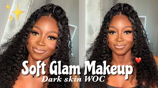 *Detailed Soft Glam Makeup Client Tutorial | Dark skin WOC Makeup | Halle J.