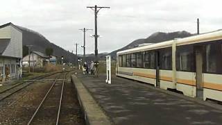 秋田内陸縦貫鉄道　比立内駅　普通　上り　到着　急行もりよし