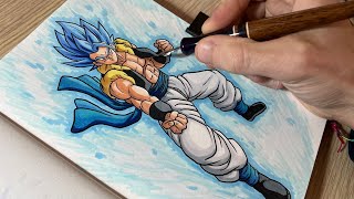 ASMR Drawing of GOGETA BLUE with Ink and Markers