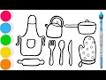 How to Draw Kitchen tool | Cooking utensils Step By Step