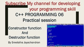C++ Programming|Constructor/Destructor function Practicals| |Malayalam