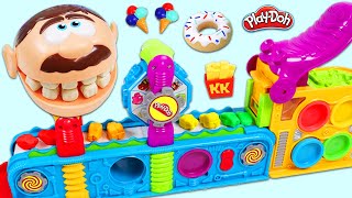 Pretend Feeding Mr. Play Doh Head Meal Time & Desserts with Magic Play Doh Mega Fun Factory!