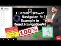 Custom Drawer Navigator in React Navigation v5 Tutorial|React Native Drawer Navigator Example